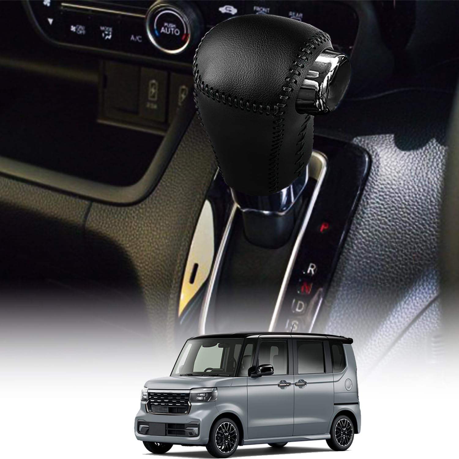 Kurtz Honda New N-BOX JF5 JF6, октябрь 2023 г. ~ Дизайн, соответствующий текущей модели, Крышка ручки переключения передач, Накладка на рукоятку переключения передач