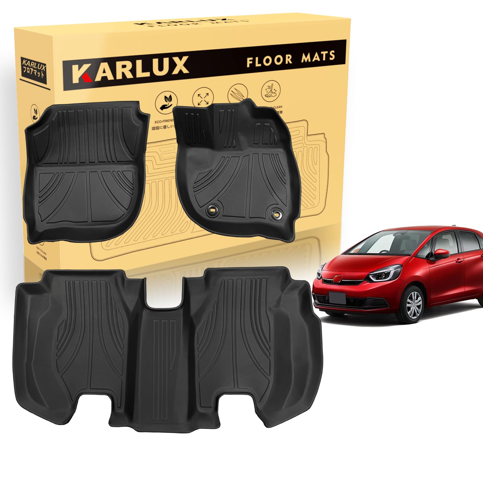 Коврики KARLUX для Honda Fit GR нового поколения. 3D-коврики из материала TPE: водонепроницаемые, устойчивые к загрязнениям. Подходят для FIT GR1, GR2, GR4, GR5, GR6, GR7, GR8 2020